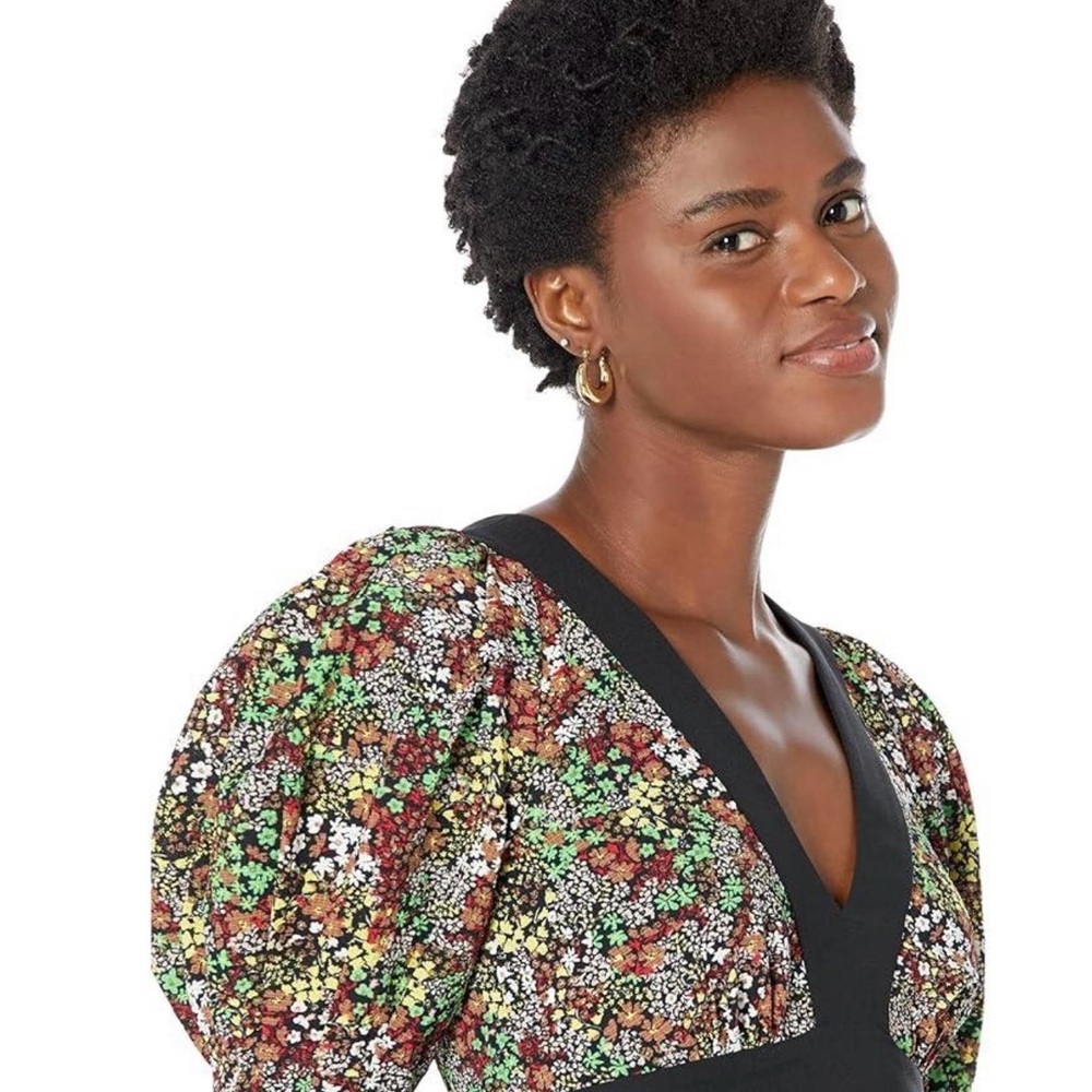 Ted Baker Puff-Sleeve V-Neck Peplum Top